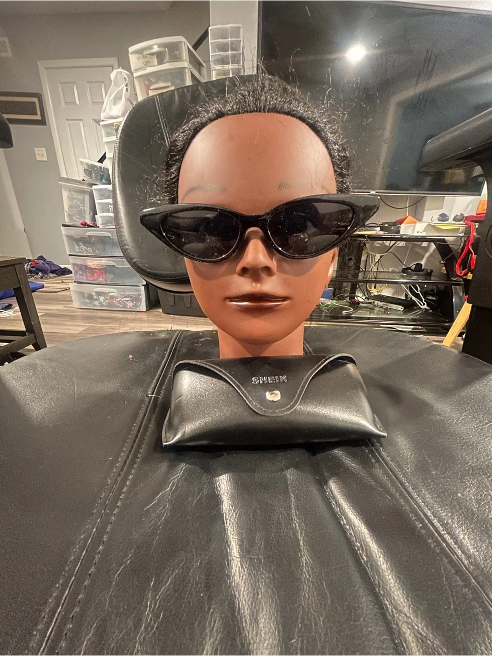 Black Cat-Eye Sunglasses with Case